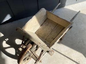 French rustic wooden wheelbarrow