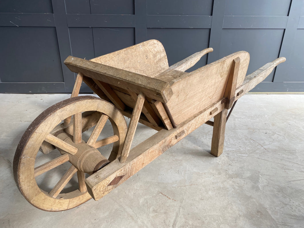 French oak wooden wheelbarrow