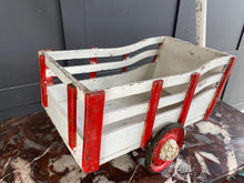 Load image into Gallery viewer, Small French red and white wooden flower cart
