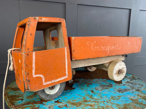 French wooden pull a-long tipper lorry
