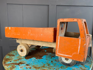 French wooden pull a-long tipper lorry