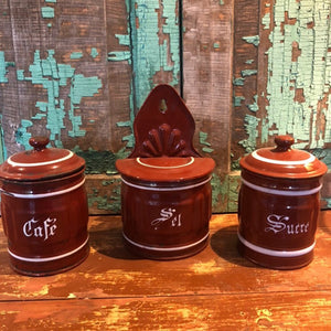 Set of 3 enamel French canisters