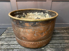 Load image into Gallery viewer, Exceptional French antique copper cauldron with riveted detail
