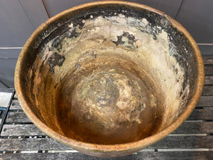 Exceptional French antique copper cauldron with riveted detail