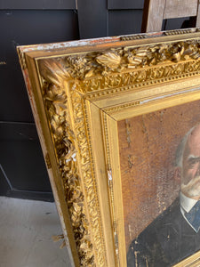 French Portrait Oil on canvas stunning gilt frame