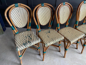 6 French bentwood and rattan bistro chairs