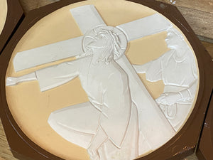Stunning collection of 14 plaster framed Stations of the Cross