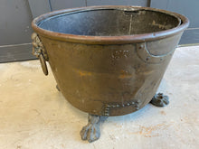 Load image into Gallery viewer, Exceptional antique copper log bin with detail
