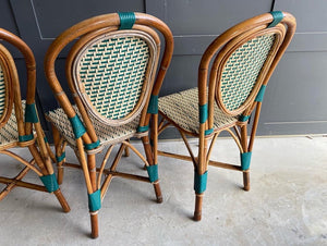 6 French bentwood and rattan bistro chairs