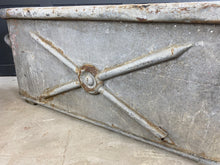 Load image into Gallery viewer, Original French roll top zinc chateau bath with original cross decoration
